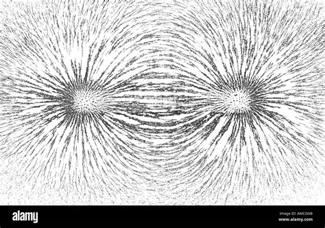 Iron Filings Showing Magnetic Force Field Of A Bar Magnet Stock Photo