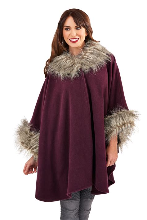 Womens Ladies Fur Collar Shawl Throw Cape Coat Wrap Winter Warm Ladies