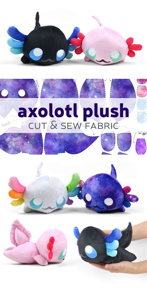 Axolotl plush cut & sew fabric | Sewing stuffed animals, Animal sewing ...