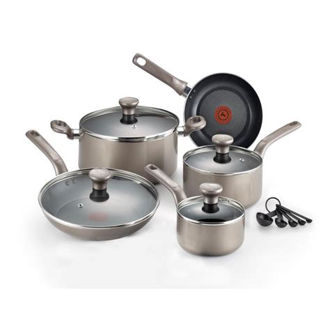 T Fal Excite 14 Piece Platinum Shimmer Non Stick Cookware Set C508se74