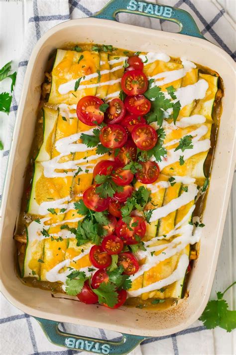 Zucchini Enchiladas With Chicken Low Carb WellPlated