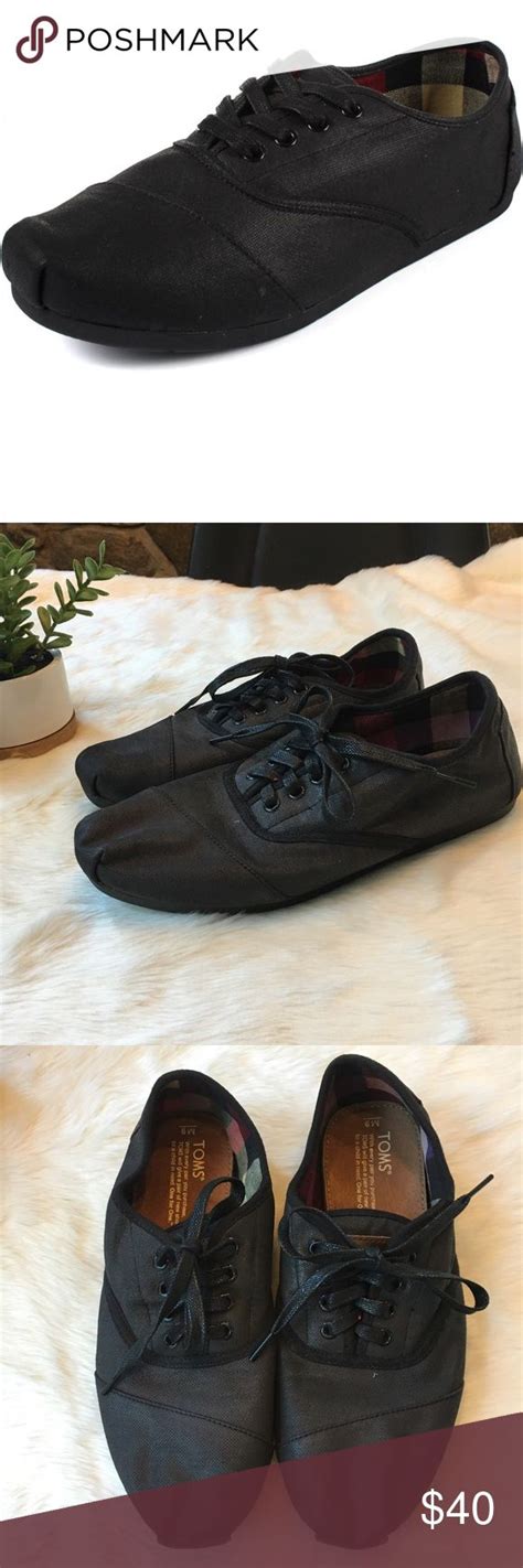 Mens Toms Cordones Black Worn Once Or Twice Tina Black Lace Up Cordones Wear With Or