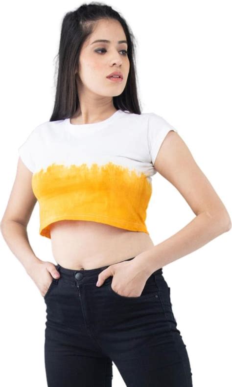 Buy Lappen Fashion Women White Yellow Tie And Dye Pure Cotton Casual