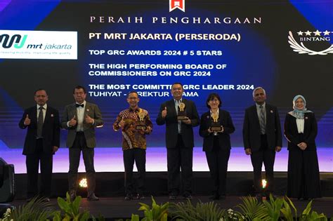 PT MRT Jakarta Perseroda Raih Tiga Penghargaan Tingkat Nasional TOP