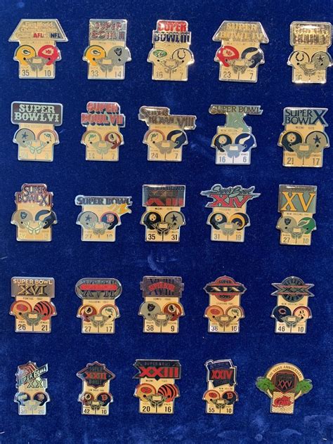 Complete Set Of Super Bowl I Xxv Lapel Pins 1 25 Nfl Ebay