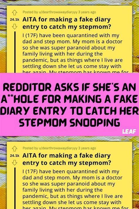 Redditor Asks If She S An A Hole For Making A Fake Diary Entry To Catch Her Stepmom Snooping