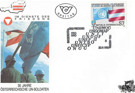 Österreich FDC 1990 7 S 30 Jahre österreichische UNO Soldaten im