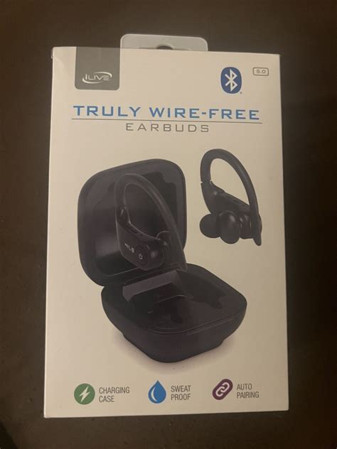 Ilive Truly Wire Free Bluetooth Earbuds Auto Pairing Sweat Proof New In