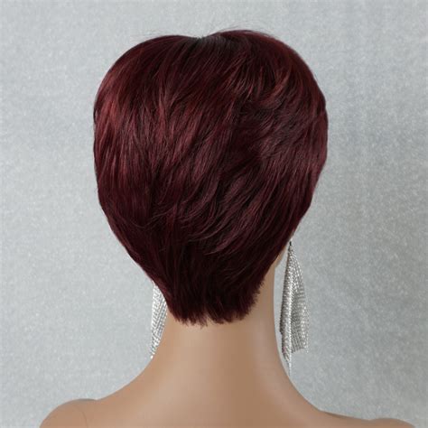 Human Hair Wigs For White Women Over Burgundy Pixie Cut Etsy