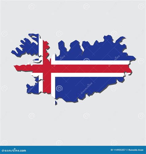 Bandera Del Mapa De Islandia Mapa De Islandia Con Vector De La Bandera