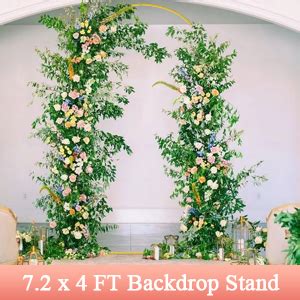 Wokceer 6 FT Wedding Arch Backdrop Stand Square Arch Gold Metal Arch