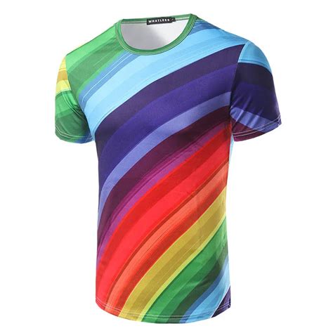 Tshirt Men Summer Rainbow Color O Neck Male Polyester Tee Shirt Homme Wholesale On Aliexpress