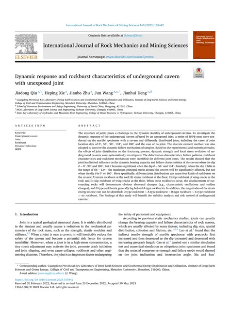 Pdf Dynamic Response And Rockburst Characteristics Of Underground