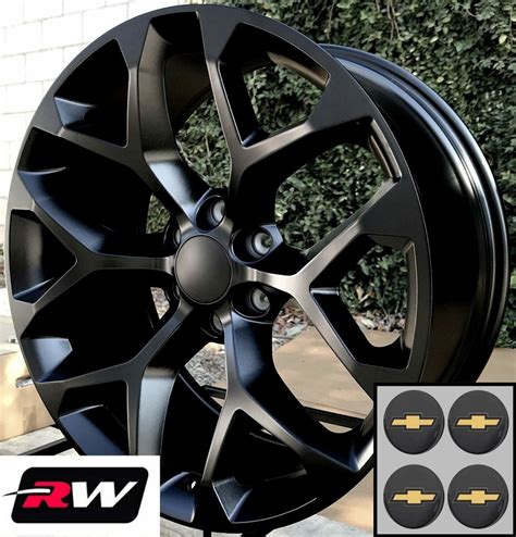 22 Inch Chevy Silverado Oe Replica Snowflake Wheels Satin Black Rims 22 X9