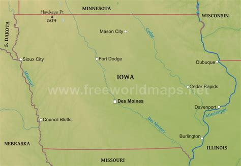 Physical Map Of Iowa