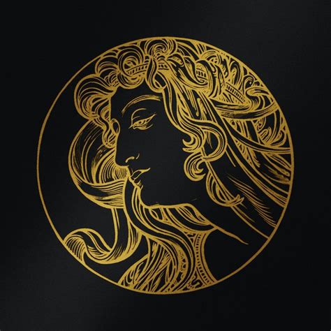 Art Nouveau Gold Silhouette Lady Psd Remixed From The Artworks Of