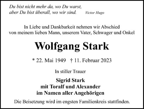 Traueranzeigen Von Wolfgang Stark Trauer Anzeigen De