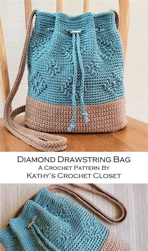 Crochet Bag Pattern Diamond Drawstring Bag Diy Crochet Bag Crossbody Bag Pattern Crochet