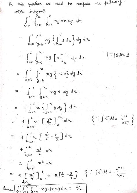 Solved 3 4 Marks Compute The Following Triple Integral Xy Dz Dy Dx