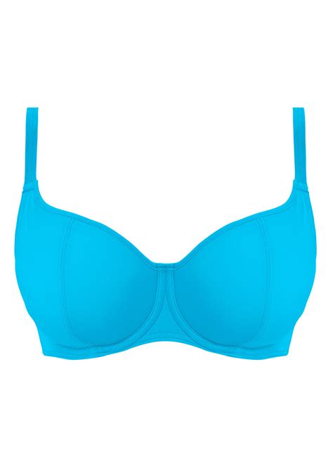 Jewel Cove Plain Turquoise Sweetheart Padded Bikini Top From Freya