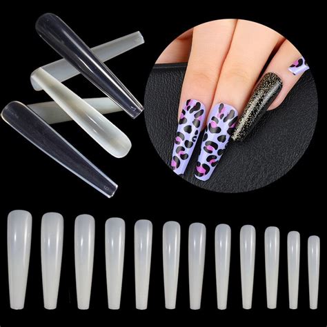 Press On Coffin Artificial Nails Xxxl Extra Long Ballerina Coffin Fake Nails 240pcs Set False