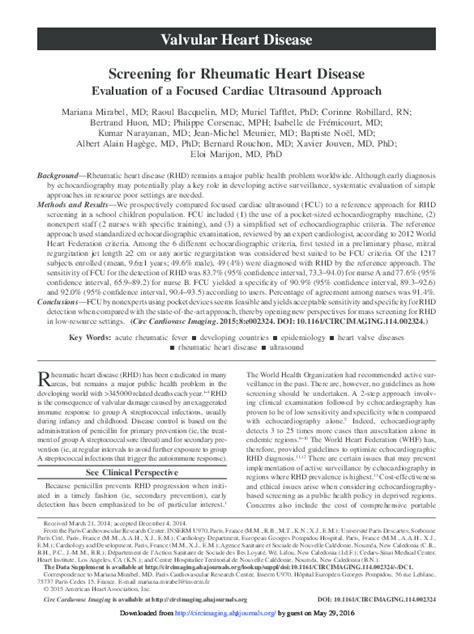 Pdf Screening For Rheumatic Heart Disease Evaluation Of A Focused Cardiac Ultrasound Approach