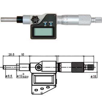 Einbaumikrometer digital mit HM Messflächen Ø 6 5mm