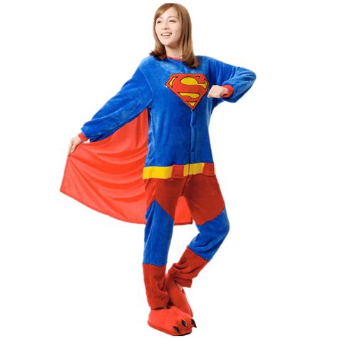 Unisex Superman Pajama Onesies Adult Partywear Cosplay Costumes Hoodies Home Outfit Cosplay