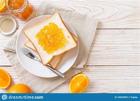 Slices Of Bread With Orange Jam Stock Image Image Of Freshness Sweet