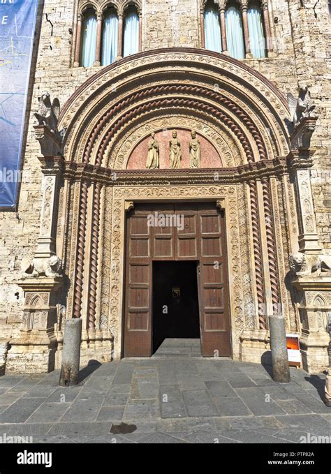 Perugia Umbria Italy View Of The Portale Maggiore The Entrance Of