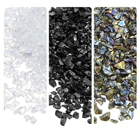 Uxcell 3 Colors Crushed Glass Chips 1 4mm Irregular Glitter Metallic Color Glass 28g White