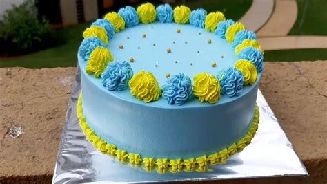 Yellow And Blue Birthday Cake