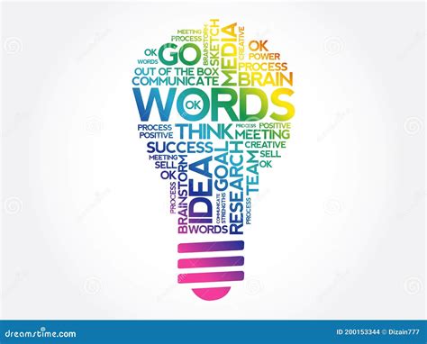 Words Light Bulb Word Cloud Collage Stock Illustration Illustration