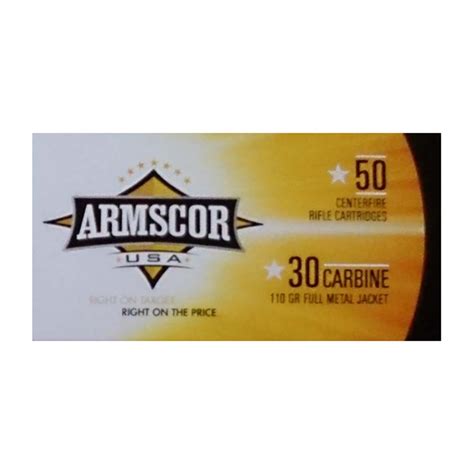 Armscor USA 30 Carbine Ammunition 50 Rounds FMJ 110 Grains F AC 30C 1N