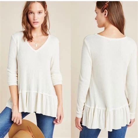 Anthropologie Tops Anthropologie Eri And Ali Cream Waffle Knit