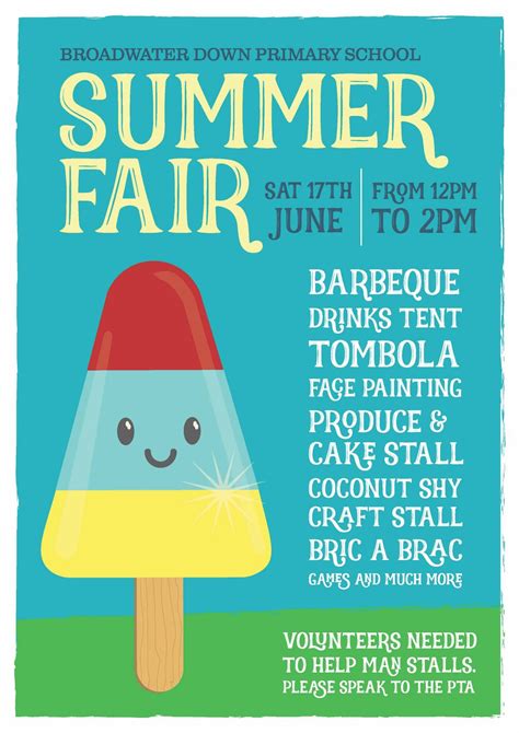 Broadwater Down Primary School Summer Fair Poster 2017 Pta Poster