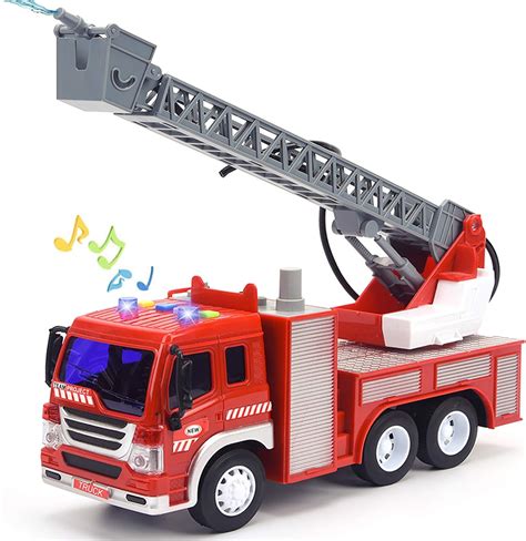 Buy Fire Truck Toy with Lights and Sounds, 10.5 Friction Powered Car Fire Engine Truck with ...