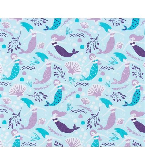 Premier Prints Mermaids Girly Blue Cotton Canvas Fabric Joann