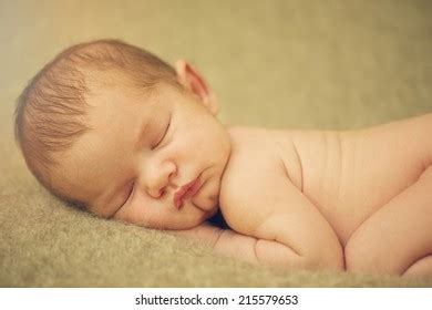 Dreaming Naked Newborn Baby Sleeping On Stock Photo 215579653 Shutterstock