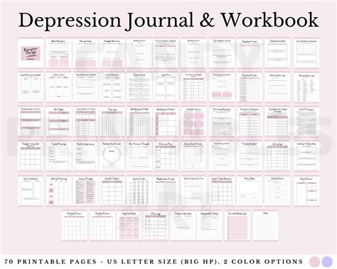 Depression Mental Health Journal Mood Tracker Therapy Worksheet Cbt Worksheets Depression