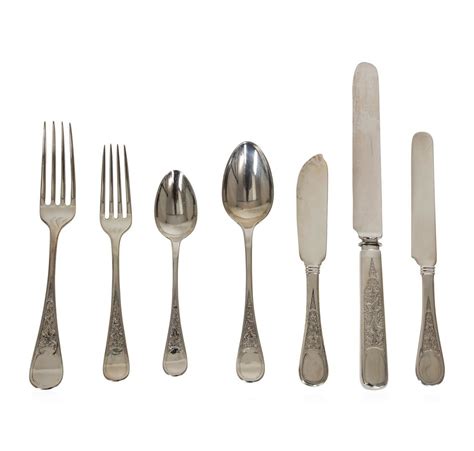 Tiffany Sterling Silver Antique Ivy Engraved Pattern Flatware Set