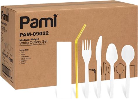 Amazon PAMI Medium Weight Disposable Plastic Cutlery 250 Sets