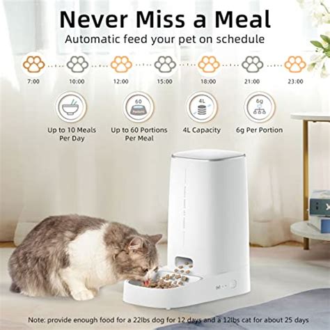 ROJECO Automatic Cat Feeders WiFi 4L Cat Food Dispenser With APP