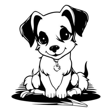 Un cachorro de Jack Russell Terrier sentado en el suelo Ilustración