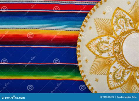 Mariachi Hat On A Colorful Serape Mexican Sombrero Stock Image Image