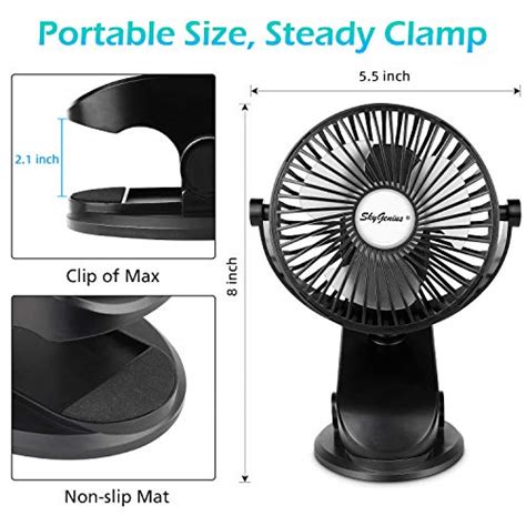 Skygenius Battery Operated Stroller Fan Rechargeable Usb Powered Mini