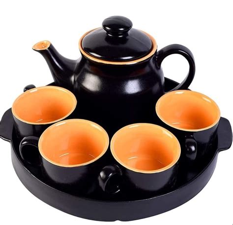 Plain Black Ceramic Tea Pot Set, For Office And Home at Rs 1200/set in Greater Noida