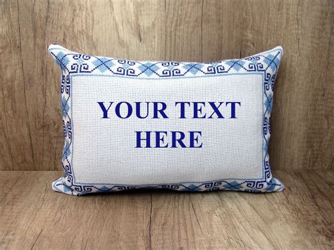 Custom Cross Stitch Pillow Cover Customized Embroidered Letter Pillowcase Needlepoint Cushion