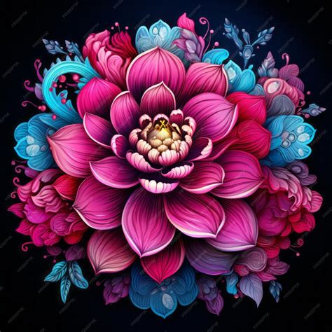 Premium Ai Image Illustration Of A Beautiful Flower On A Black Background