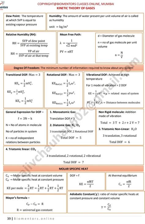 Formula Kinetic Theory Of Gases Kinetic Theory Learn Physics